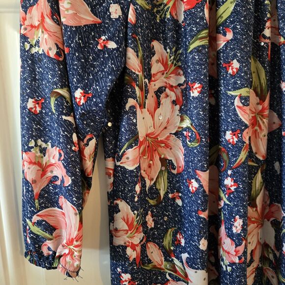 Rebecca Malone Womens Size Medium Floral Lily 3/4 Sleeve Sequin Spring Flowy - Picture 3 of 6
